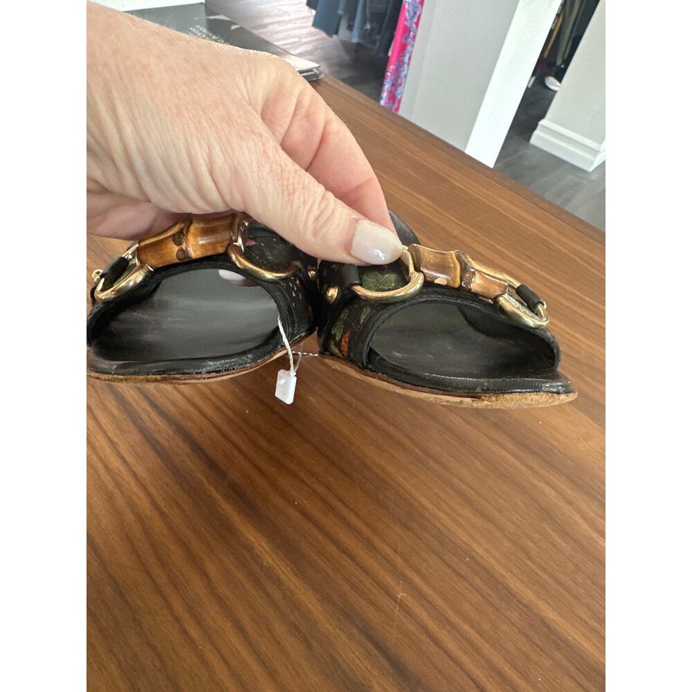 Gucci Bamboo Horsebit Floral Mule Heels Size 5.5 - Picture 9 of 10